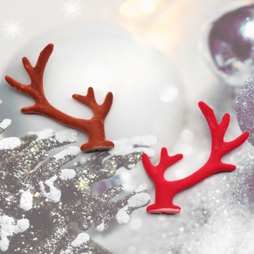 クリスマス仮装パーツ トナカイの角 レッド 赤色 ブラウン 茶色 ヘアアクセサリー制作におすすめ 約5.5×6.5cm（4ヶ）