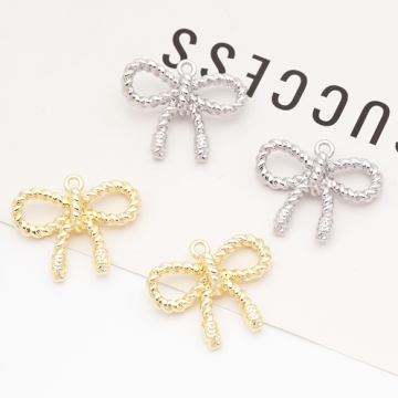 リボンチャーム リボン シンプル 立体 メタルチャーム 全4種（2ヶ）