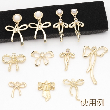 リボンチャーム リボン ベルト風 かわいい メタルチャーム 約18×24mm（4ヶ）