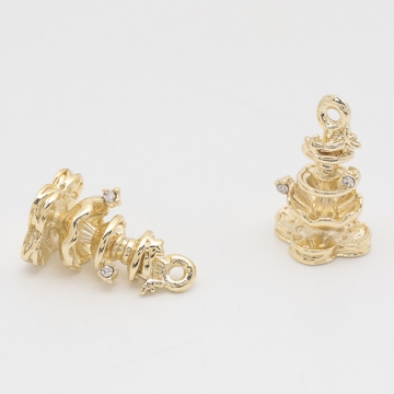 噴水チャーム 幻想的 メルヘン 願いの泉 ストーン付き 立体 メタルチャーム 約12×20mm（2ヶ）