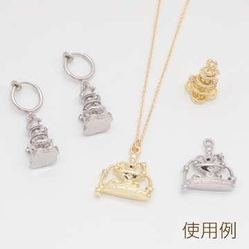 噴水チャーム 幻想的 メルヘン 願いの泉 ストーン付き 立体 メタルチャーム 約12×20mm（2ヶ）