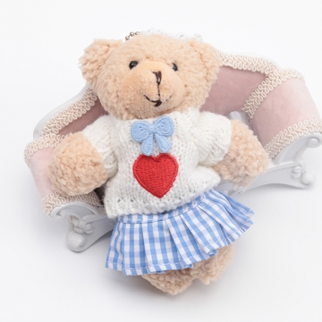 ドール用セットアップ チェック柄 ライトブルー モールド―ル ぬいぐるみ 人形用 着せ替え ミニチュア（1セット）