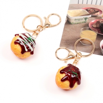 キーホルダー タコ焼き 食品サンプルキーホルダー ミニチュアフードストラップ ナスカン付き 約3.5×10cm