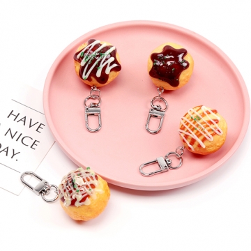キーホルダー タコ焼き 食品サンプルキーホルダー ミニチュアフードストラップ U字型ナスカン付き 約3.5×7cm