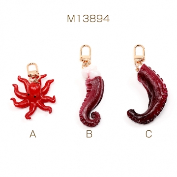 キーホルダー タコ 食品サンプルキーホルダー ミニチュアフードストラップ U字型ナスカン付き 約4.5×7.5cm