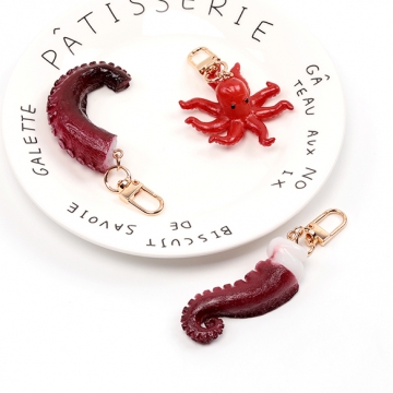 キーホルダー タコ 食品サンプルキーホルダー ミニチュアフードストラップ U字型ナスカン付き 約4.5×7.5cm