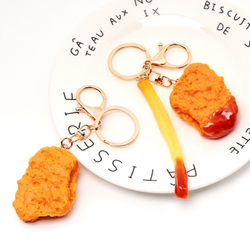 食品サンプルキーホルダー ポテナゲ チキンナゲット ファストフード 食べ物 ミニチュア 全2種（1ヶ）