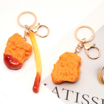 食品サンプルキーホルダー ポテナゲ チキンナゲット ファストフード 食べ物 ミニチュア 全2種（1ヶ）