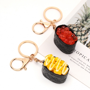 食品サンプルキーホルダー コーンマヨ イクラ 軍艦 寿司 食べ物 ミニチュア 全3種（1ヶ）