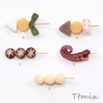 ヘアクリップ 食品サンプルヘアクリップ おでん ミニチュアフード前髪クリップ