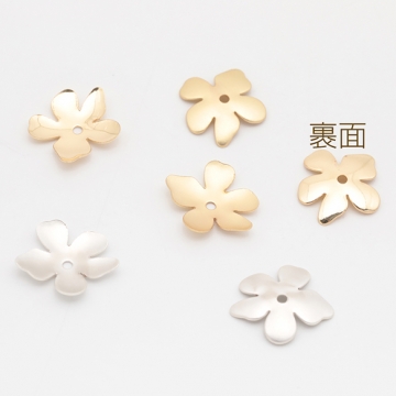 メタルフラワーパーツ 花びら 中心に穴あり 五弁花 花座パーツ メタルパーツ 約15mm（10ヶ）