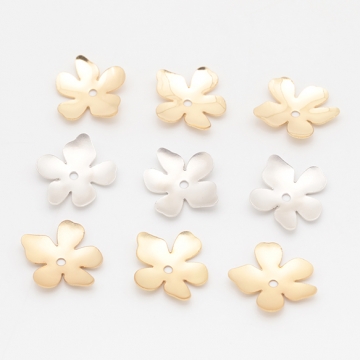 メタルフラワーパーツ 花びら 中心に穴あり 五弁花 花座パーツ メタルパーツ 約15mm（10ヶ）