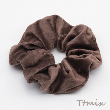 シュシュ ベルベット ブラウン 無地 おしゃれ  髪留め 髪飾り ヘアゴム ※訳ありサービス品 返品不可（1ヶ）