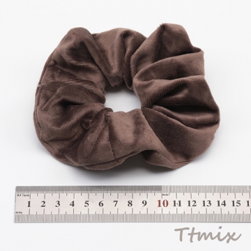シュシュ ベルベット ブラウン 無地 おしゃれ  髪留め 髪飾り ヘアゴム ※訳ありサービス品 返品不可（1ヶ）