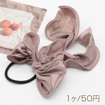 ヘアゴム サテン 光沢感 無地 ロングリボン 髪留め 髪飾り ヘアアクセサリー ※訳ありサービス品 返品不可（1ヶ）