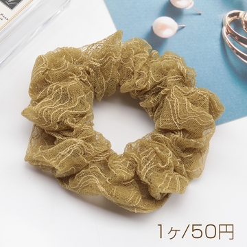 シュシュ メッシュ オリーブ ヘアゴム 髪留め 髪飾り ヘアアクセサリー ※訳ありサービス品 返品不可（1ヶ）