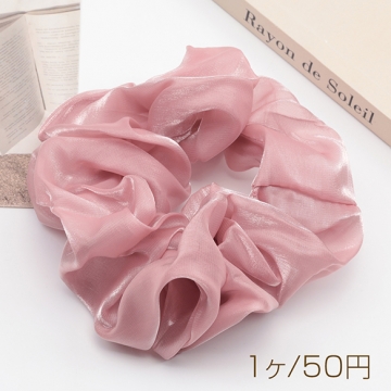シュシュ 光沢感 サテン ピンク ヘアゴム 髪留め 髪飾り ヘアアクセサリー ※訳ありサービス品 返品不可（1ヶ）