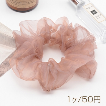シュシュ 透け感 メッシュ ピンクグレー ヘアゴム 髪留め 髪飾り ヘアアクセサリー ※訳ありサービス品 返品不可（1ヶ）