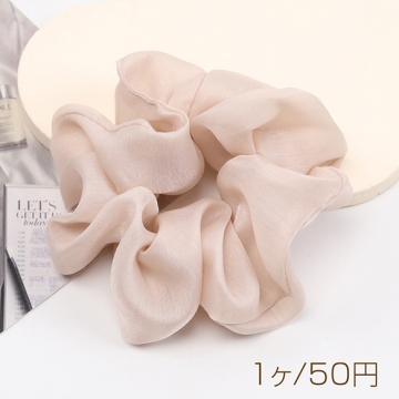 シュシュ シンプル ベージュ ヘアゴム 髪留め 髪飾り ヘアアクセサリー ※訳ありサービス品 返品不可（1ヶ）