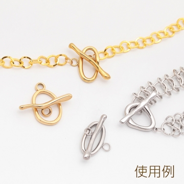 ステンレス製マンテル 不規則しずく型 接続金具 14KGPゴールドメッキ 約15.5×20mm＆25.5mm（1セット）