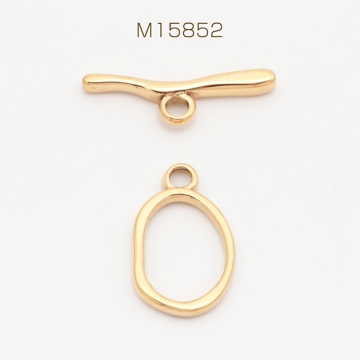ステンレス製マンテル 不規則オーバル型 接続金具 14KGPゴールドメッキ 約15×25mm＆約29mm（1セット）