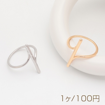 デザインリング ツイスト スティック メタルリング ゴールド/ロジウムカラー 13号内径約17mm(幅約23mm)（1ヶ）