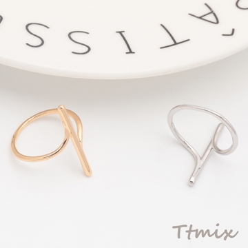 デザインリング ツイスト スティック メタルリング ゴールド/ロジウムカラー 13号内径約17mm(幅約23mm)（1ヶ）