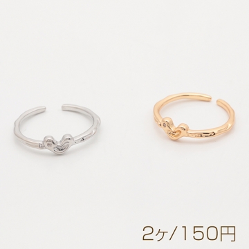 デザインリング ハート オープンリング ゴールド/ロジウムカラー 10号内径約16mm(幅約4.5mm)（2ヶ）