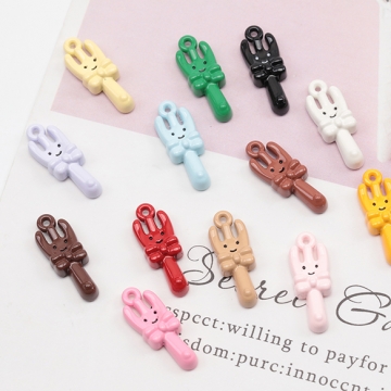 フォークチャーム カラフル エポ スマイル リボン付き 食器チャーム エポチャーム メタルチャーム 約7.5×21mm（2ヶ）