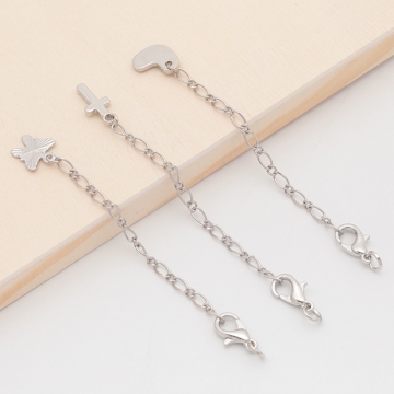 チャーム付きアジャスター ハート・十字架・蝶々 ブレスレット/ネックレス延長チェーン カニカン付き 全6種（2ヶ）