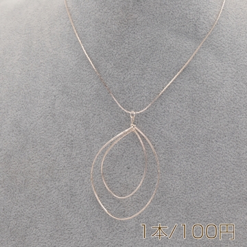 ネックレス シンプルで個性的な二重フレームパーツ付き ゴールド チェーンネックレス 長さ約60+6cm（1本）