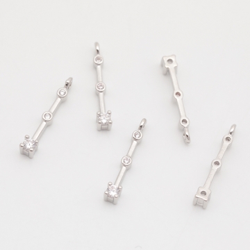 スティックチャーム スペーサービーズ ジルコニア ストーン付き メタルチャーム 約2.5×15mm（2ヶ）