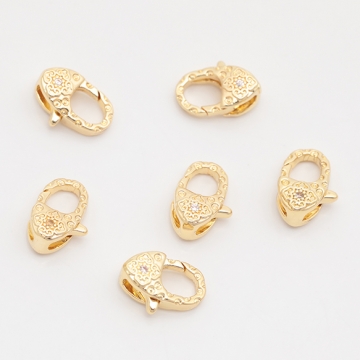 デザインカニカン フラワー模様 ジルコニア ストーン付き エンドパーツ 基礎金具 留め具 約6.5×10mm（2ヶ）