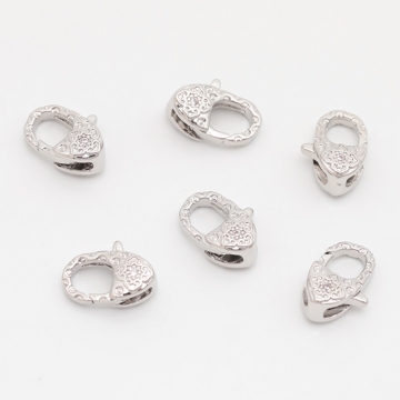 デザインカニカン フラワー模様 ジルコニア ストーン付き エンドパーツ 基礎金具 留め具 約6.5×10mm（2ヶ）