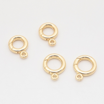 デザインカニカン カラビナ カン付き サークル 光沢感 エンドパーツ 基礎金具 留め具 約12×15mm（2ヶ）