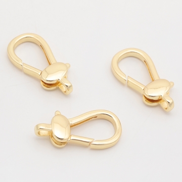 デザインカニカン フック型 光沢感 カン付き エンドパーツ 基礎金具 留め具 約13.5×28mm（2ヶ）