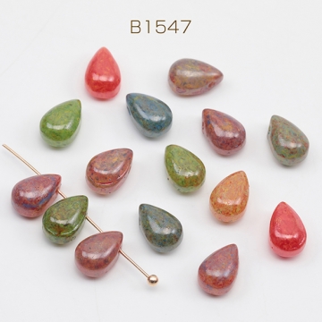 チェコ調ガラスビーズ しずく型 ドロップビーズ チェコガラス風 アンティーク風 カラーランダム 約6×9mm（15ヶ）