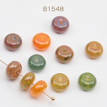 チェコ調ガラスビーズ そろばん型 ソロバンビーズ チェコガラス風 アンティーク風 カラーランダム 約5×8mm（15ヶ）