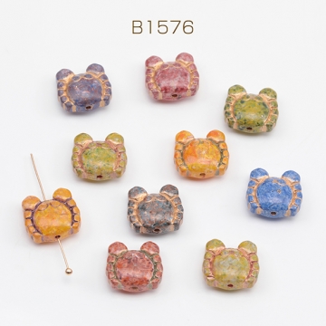 チェコ調ガラスビーズ かに カニ 蟹 チェコガラス風 アンティーク風 カラーランダム 約13×14mm（10ヶ）