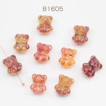 チェコ調ガラスビーズ くま クマ 子熊 テディベア チェコガラス風 アンティーク風 カラーランダム 約12×14mm（10ヶ）