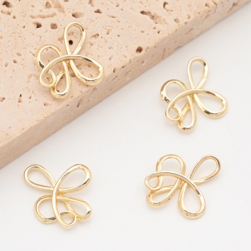 メタルパーツ 結び目デザイン コネクターパーツ 接続金具 カンなし メタルチャーム 約14×16mm（6ヶ）