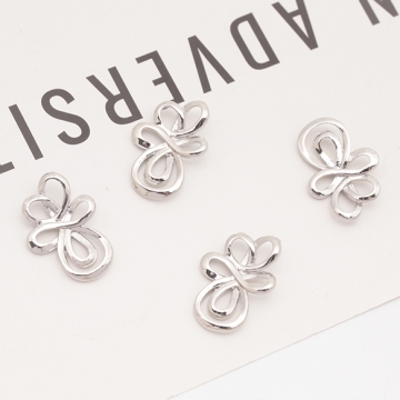 メタルパーツ 結び目デザイン フラワー風 コネクターパーツ 接続金具 カンなし メタルチャーム 約12×17mm（6ヶ）