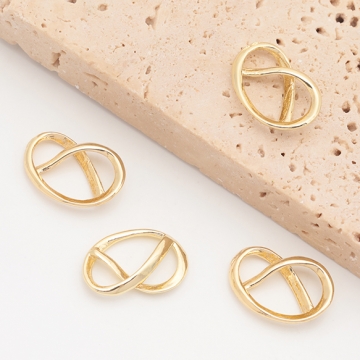 メタルパーツ 結び目デザイン ハート風 コネクターパーツ 接続金具 カンなし メタルチャーム 約11×16mm（6ヶ）