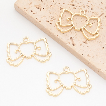 リボンチャーム りぼん 蝶々結び レジン枠 フレームチャーム メタルチャーム 約24×36mm（2ヶ）