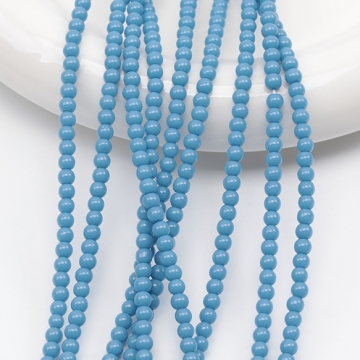 ガラスビーズ 無地 ラウンド シンプル 乳白色 ミルクカラー 丸形ビーズ 約3.5mm（1連(約115ヶ)）