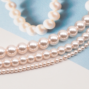 パール調ガラスビーズ ラウンド パール風 ライトブラウン 丸形ビーズ 約3mm（1連(約140ヶ)）