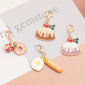 カニカン付きチャーム フルーツ スイーツ ケーキ ドーナツ フラワー スマホチャーム マスクチャーム ストラップ（1ヶ）