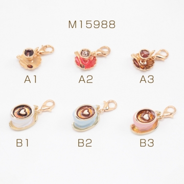 カニカン付きチャーム コーヒーカップ 紅茶 カフェ ドリンク 飲み物 スマホチャーム マスクチャーム ストラップ（1ヶ）