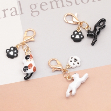 カニカン付きチャーム ネコ 猫 うさぎ 兔 アニマル 動物 スマホチャーム マスクチャーム ストラップチャーム（1ヶ）