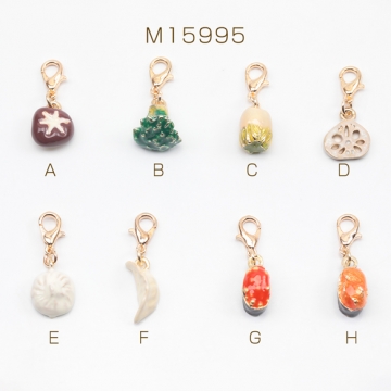 カニカン付きチャーム ミニチュアフード 野菜 餃子 肉まん 寿司 スマホ マスクチャーム ストラップ キーホルダー（1ヶ）